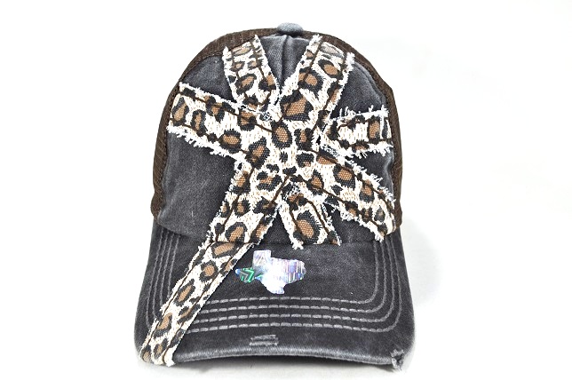 071-PLAIN PIGMENT VINTAGE LEOPARD CROSS TRUCKER BROWN/BROWN MESH